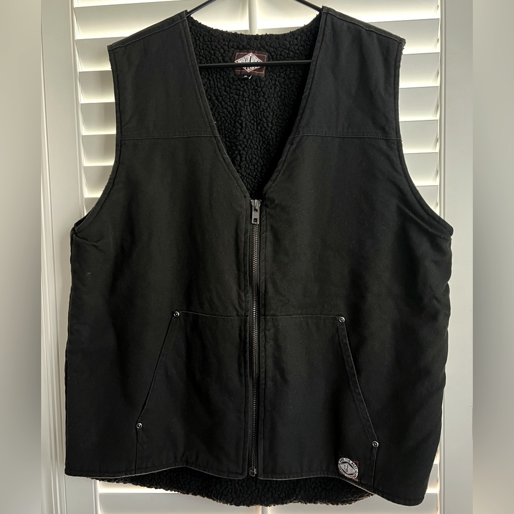 Independent Black Faux Fur Lined Vest Size Large